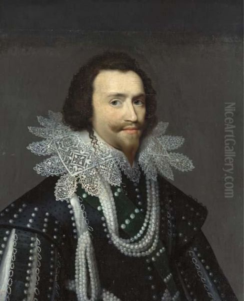 Portrait Of George Villiers Oil Painting by Cornelius Jonson