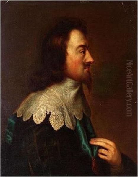 Portrait Of Charles I Oil Painting by Cornelius Jonson