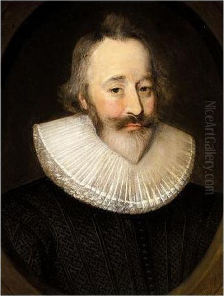 Portrait Of Sir Henry Spiller Of Laleham Oil Painting by Cornelius Jonson