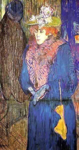 Jane Avril Entering the Moulin Rouge Oil Painting by Henri De Toulouse-Lautrec