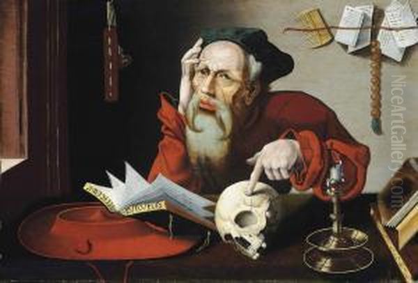 Saint Jerome In His Study Oil Painting by Joos Van Cleve