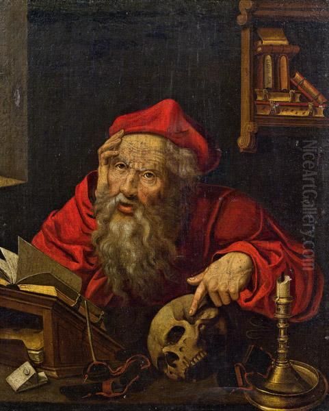 Der Heilige Hieronymus Im Gehaus Oil Painting by Joos Van Cleve