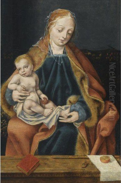 The Virgin And Child With An Orange Oil Painting by Joos Van Cleve