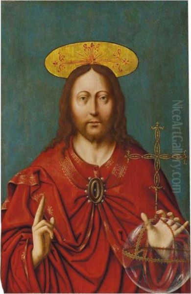 Christus Als Salvatormundi Oil Painting by Joos Van Cleve