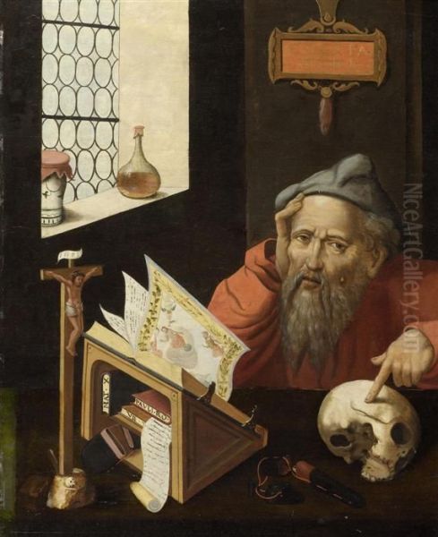 Saint Hieronymus Oil Painting by Joos Van Cleve