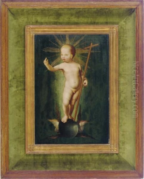 Christ As Salvator Mundi Oil Painting by Joos Van Cleve