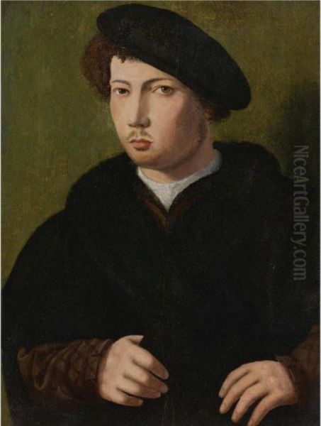 Portrait Of A Man Wearing A Black Coat Oil Painting by Joos Van Cleve