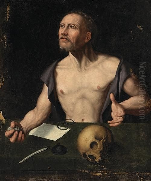 Saint Jerome In His Study Oil Painting by Joos Van Cleve