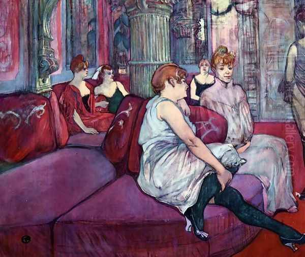 The Salon in the Rue des Moulins Oil Painting by Henri De Toulouse-Lautrec