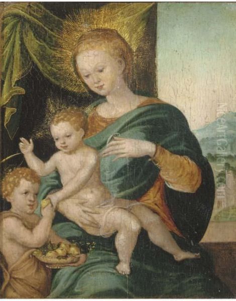 The Virgin And Child With Saint John The Baptist Oil Painting by Joos Van Cleve