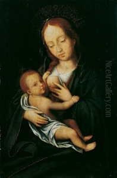 Madonna Lactans. Oil Painting by Joos Van Cleve