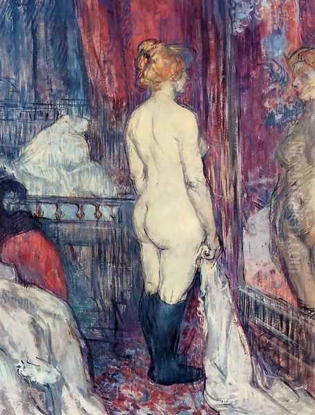 Nude Standing before a Mirror Oil Painting by Henri De Toulouse-Lautrec