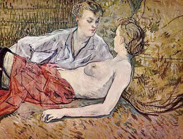 The Two Girlfriends Oil Painting by Henri De Toulouse-Lautrec