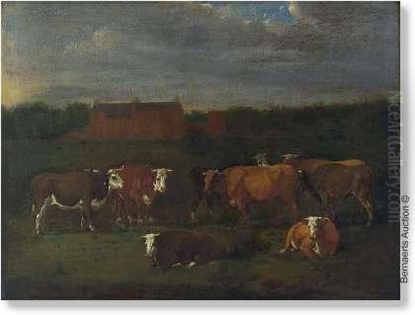 Circle 'cattle' Canvas Oil Painting by Adrian Van De Velde