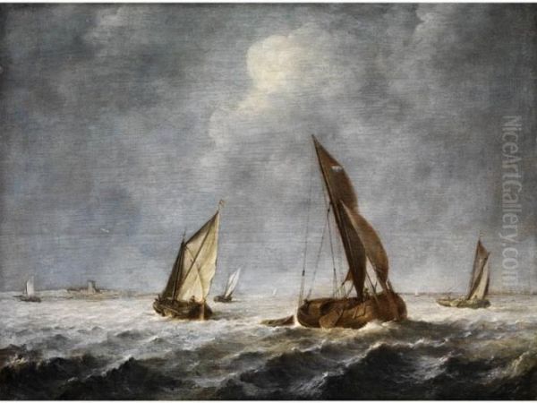 Segelschiffe Oil Painting by Willem van de, the Elder Velde