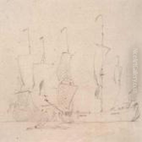 Study Of A Ship. Oil Painting by Willem van de, the Elder Velde