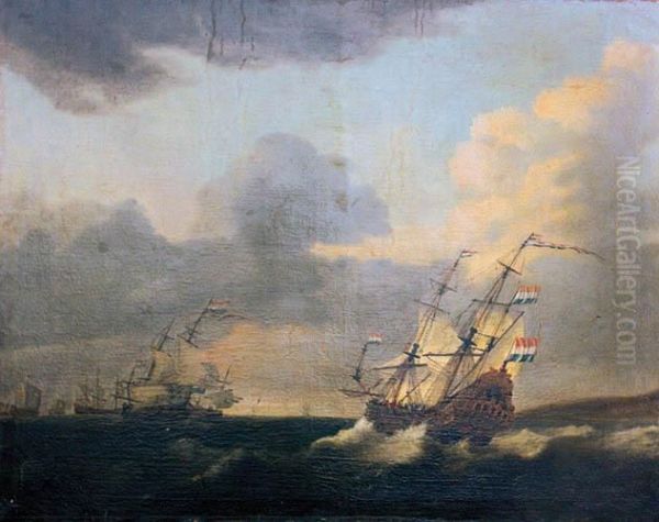 Okrety Na Morzu Oil Painting by Willem van de, the Elder Velde