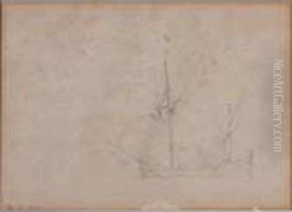 A Sketch Of A Ship Oil Painting by Willem van de, the Elder Velde