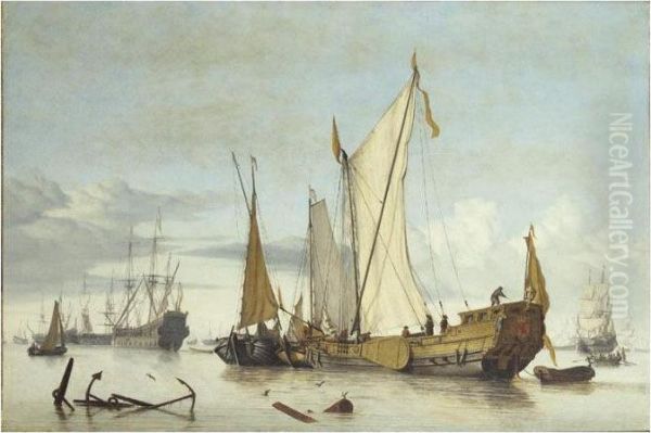 Navire Hollandais Sur Une Mer Calme Oil Painting by Willem van de, the Elder Velde