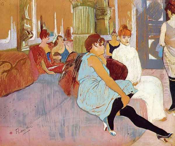 The Salon in the Rue des Moulins I Oil Painting by Henri De Toulouse-Lautrec