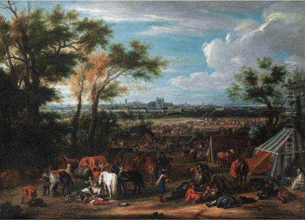 L'armee De Louis Xiv Devant Tournai Oil Painting by Adam Frans van der Meulen