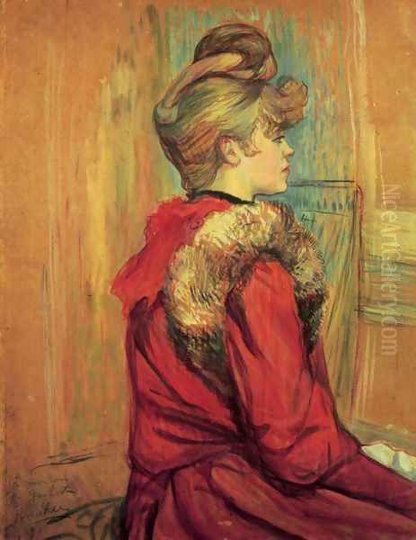 Girl In A Fur Mademoiselle Jeanne Fontaine Oil Painting by Henri De Toulouse-Lautrec