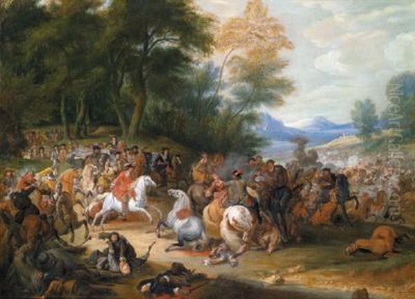 Battaglia Di Cavalieri Oil Painting by Adam Frans van der Meulen