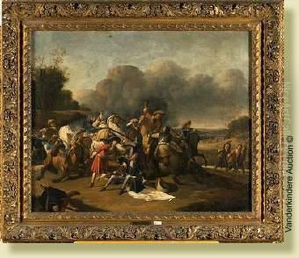 Scene De Bataille Oil Painting by Adam Frans van der Meulen