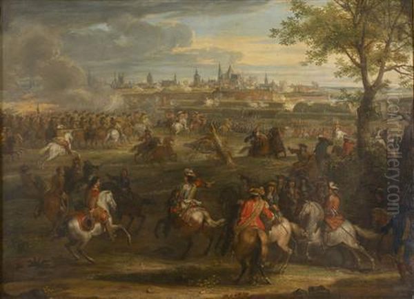 Louis Xiv At The Siege Of Valenciennes Oil Painting by Adam Frans van der Meulen