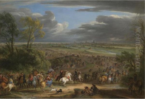 The French Army Advancing Towards Courtrai Oil Painting by Adam Frans van der Meulen