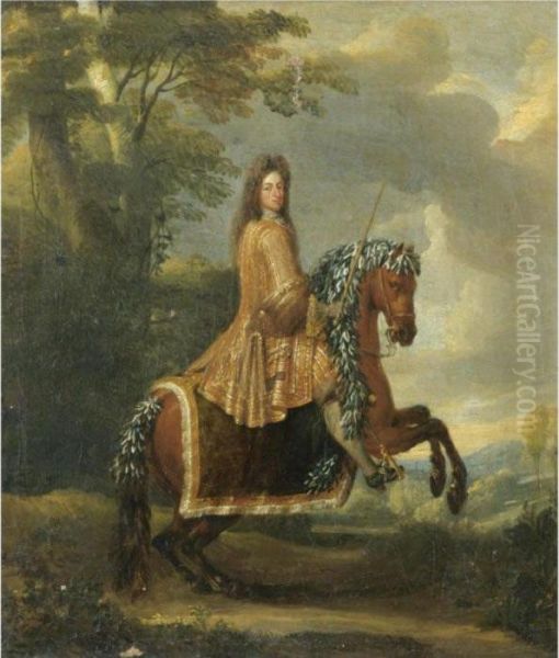 An Equestrian Portrait Of An Elector Oil Painting by Adam Frans van der Meulen