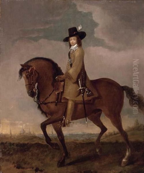 Equestrian Portrait Of James 
Scott, 1st Duke Of Monmouth And Buccleuch (1649-1685), Small 
Full-length, In A Landscape, Oxford Beyond Oil Painting by Adam Frans van der Meulen