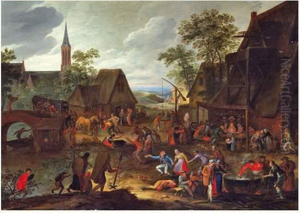 Fete De Village Oil Painting by Adam Frans van der Meulen