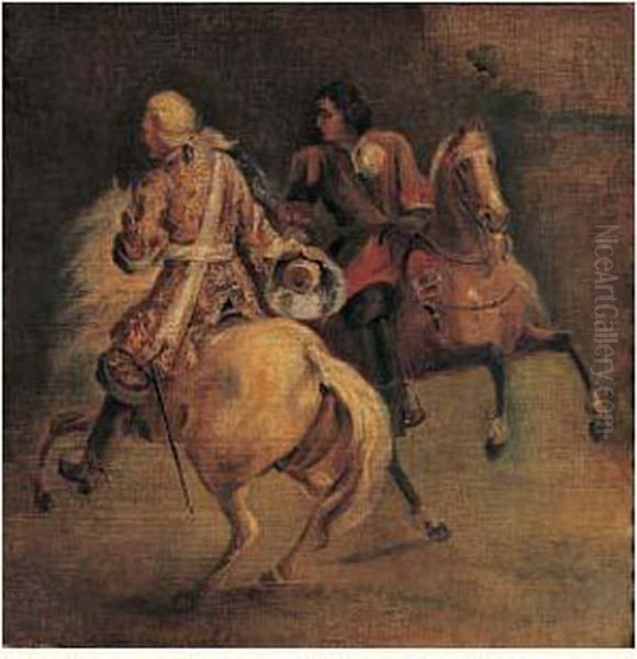 Le Marechal De La Ferte Senectere Et Le Duc De Guiche A La Prise De Marsal Oil Painting by Adam Frans van der Meulen