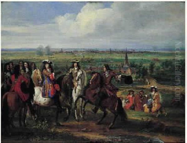 Louis Xiv Au Siege De Lille Oil Painting by Adam Frans van der Meulen