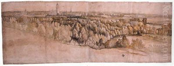 A Panoramic View Of The City Of 
Arnhem Seen From The North With Thechurches Of Saint Eusebius And Saint 
Jan Or Walburgis To Theleft Oil Painting by Adam Frans van der Meulen