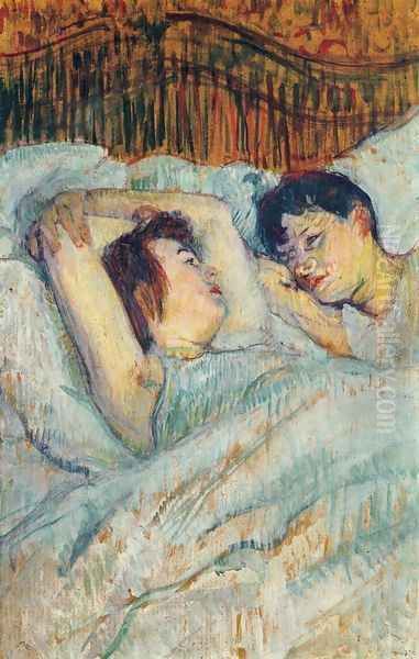 In Bed Oil Painting by Henri De Toulouse-Lautrec