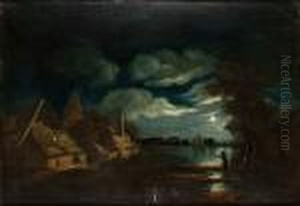 Manskenslandskap Oil Painting by Aert van der Neer