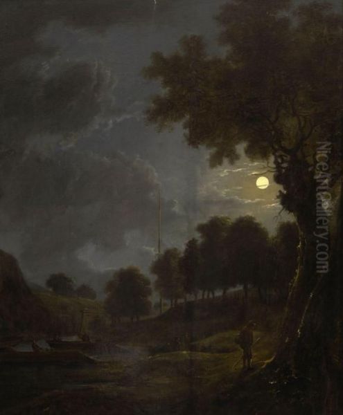 Flusslandschaft Im Mondlicht Oil Painting by Aert van der Neer