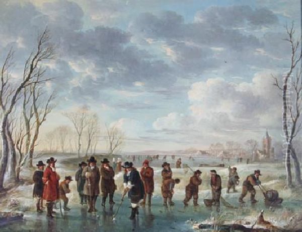 Winter Sports Oil Painting by Aert van der Neer