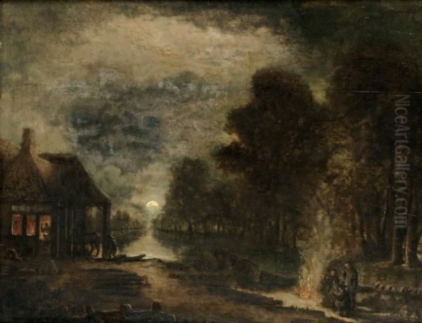 Kanallandskap I Mansken Oil Painting by Aert van der Neer