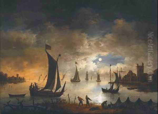 Moonlight Oil Painting by Aert van der Neer