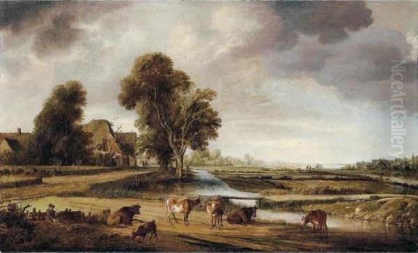 Signed And Dated Lower Left: Oil Painting by Aert van der Neer