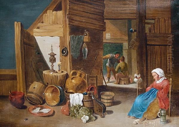 The Scullery Oil Painting by Egbert van der Poel