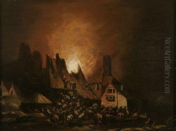 L'incendie Dans Le Village Oil Painting by Egbert van der Poel