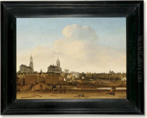 A View Of Delft After The Explosion Of 1654 Oil Painting by Egbert van der Poel