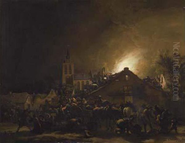 Nocturnal Plunder. 1651. Oil Painting by Egbert van der Poel