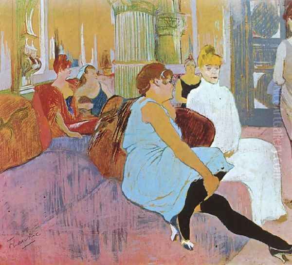 Salon In The Rue Des Moulins Oil Painting by Henri De Toulouse-Lautrec