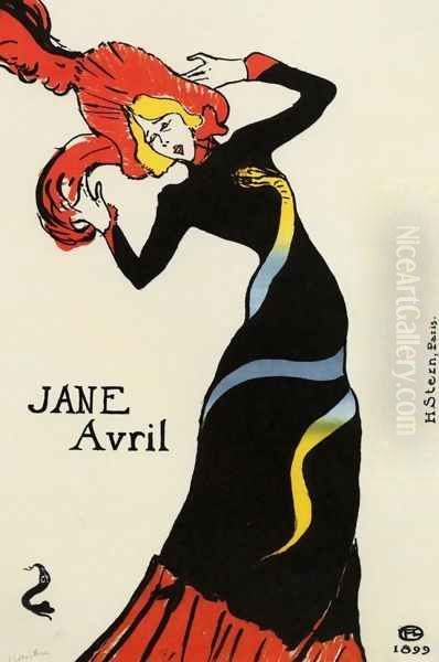 Jane Avril Ii Oil Painting by Henri De Toulouse-Lautrec