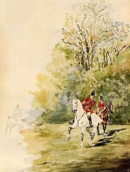 Hunting Oil Painting by Henri De Toulouse-Lautrec